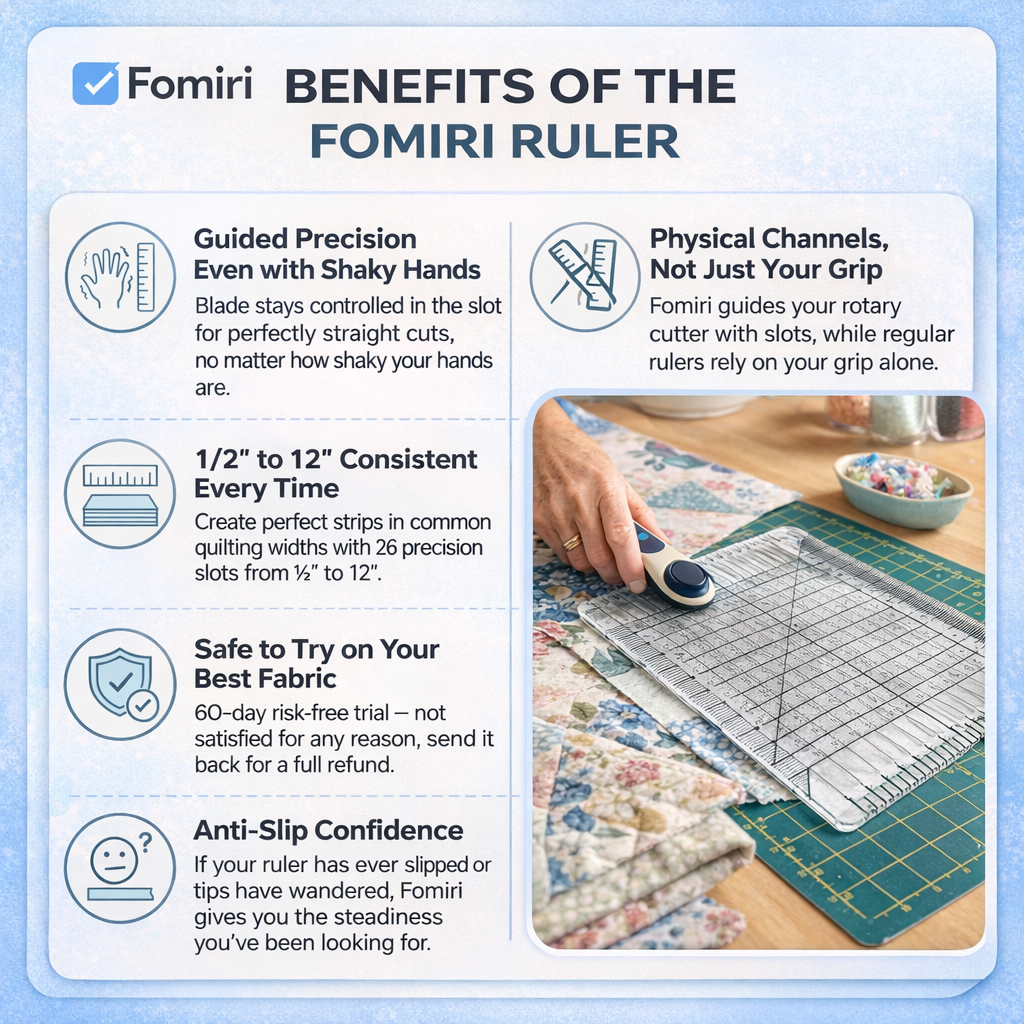 Fomiri Precision-Grip Quilt Ruler – Non-Slip & Laser Cut
