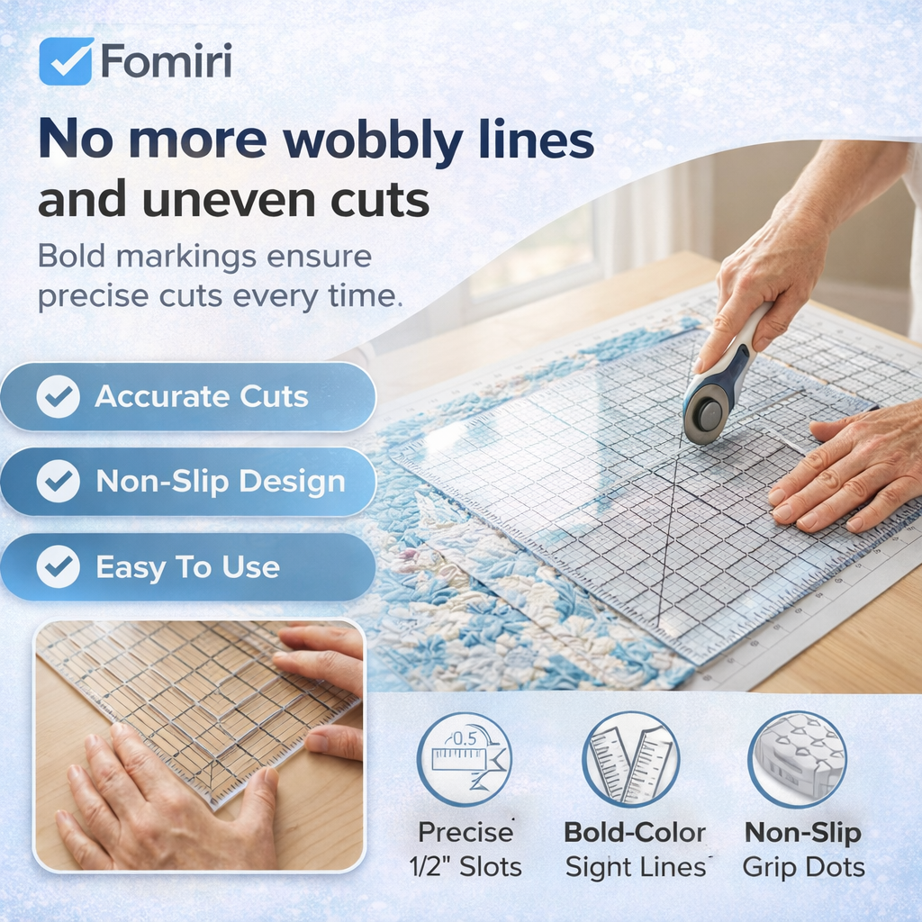 Fomiri Precision-Grip Quilt Ruler – Non-Slip & Laser Cut