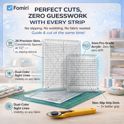 Fomiri Precision-Grip Quilt Ruler – Non-Slip & Laser Cut